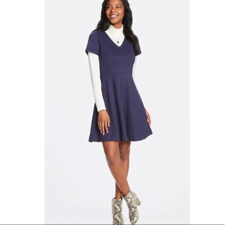 Draper James Blue V Neck Fit And Flare Dress Size Small